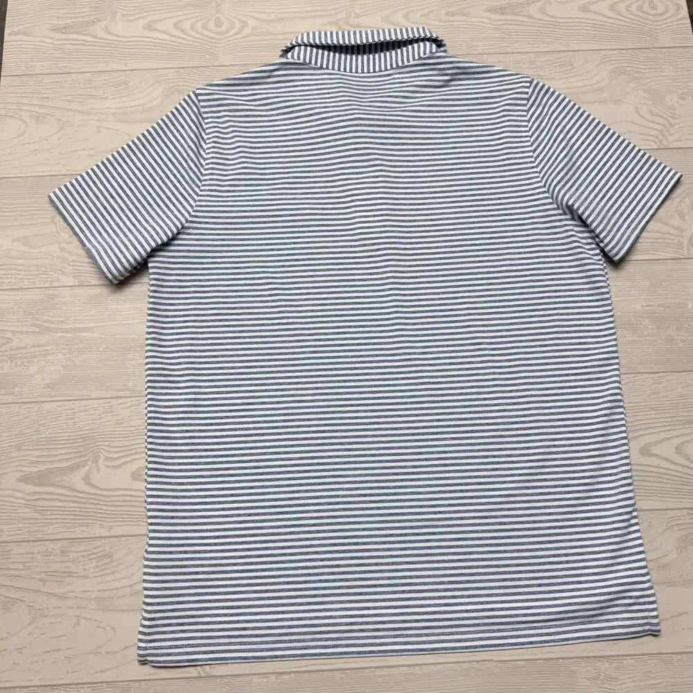 Vineyard Vines Sankaty Performance Polo Boys Large 16 Blue Striped Golf Shirt